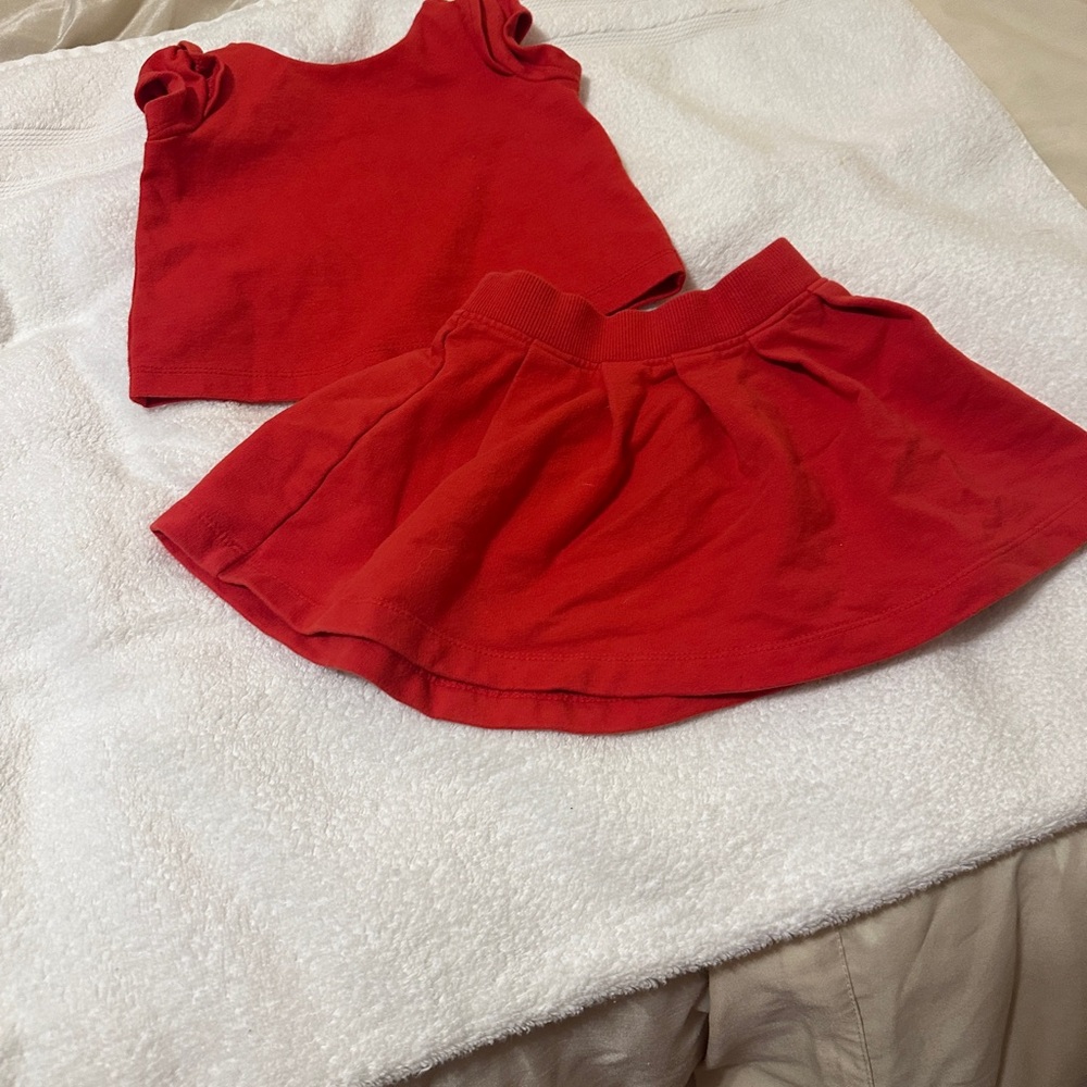 Janie and Jack baby girl red top and skirt set 6-12 months vintage